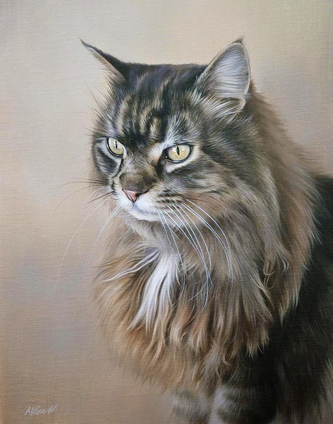 Max the cat, a hand-painted oil portrait by Nicholas Beall