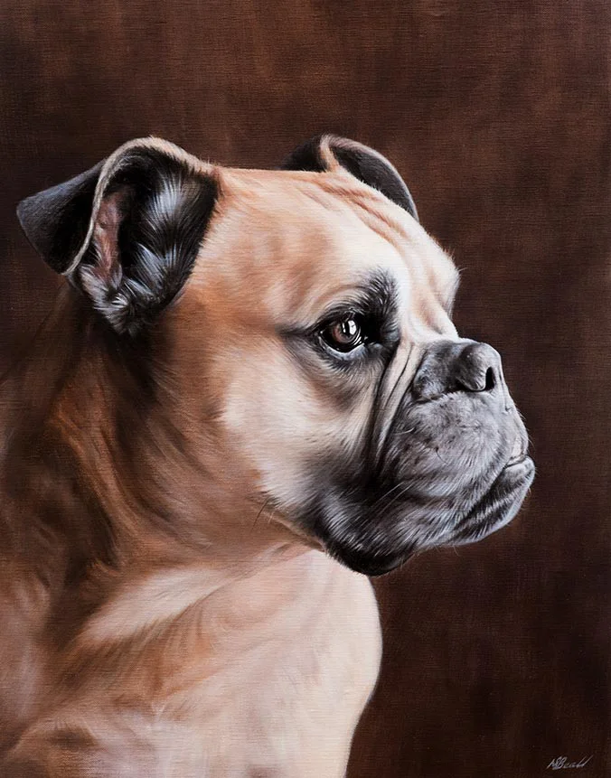 Oil painting of Newman the dog by Nicholas Beall