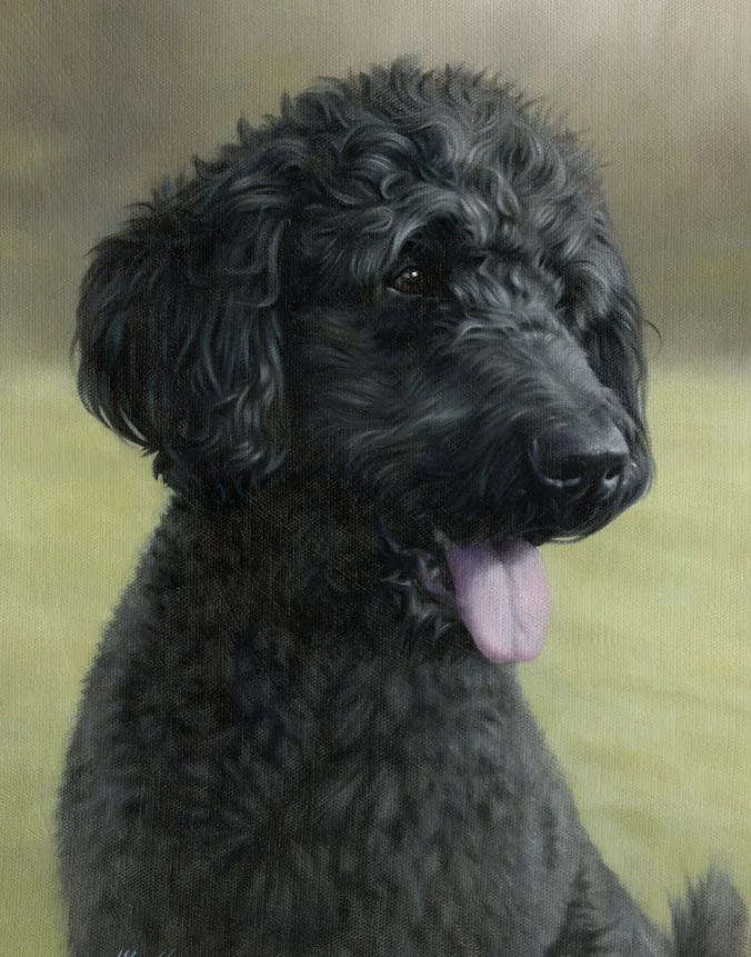 Oil portrait of Georgie the dog by Nicholas Beall