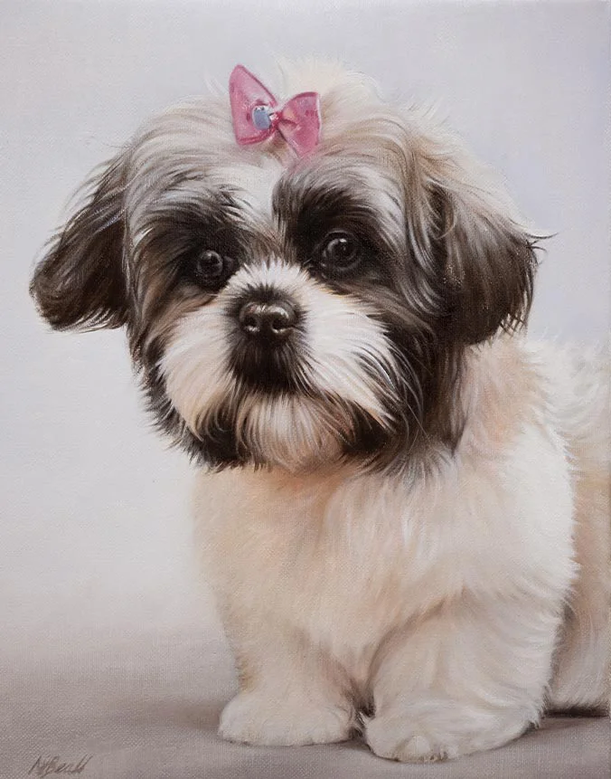 Oil portrait of Molly the dog by Nicholas Beall, a Christmas gift