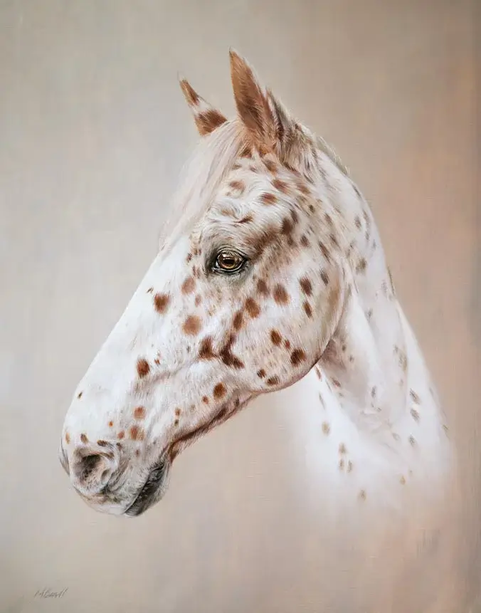 Traditional oil painting of Henry the horse by Nicholas Beall