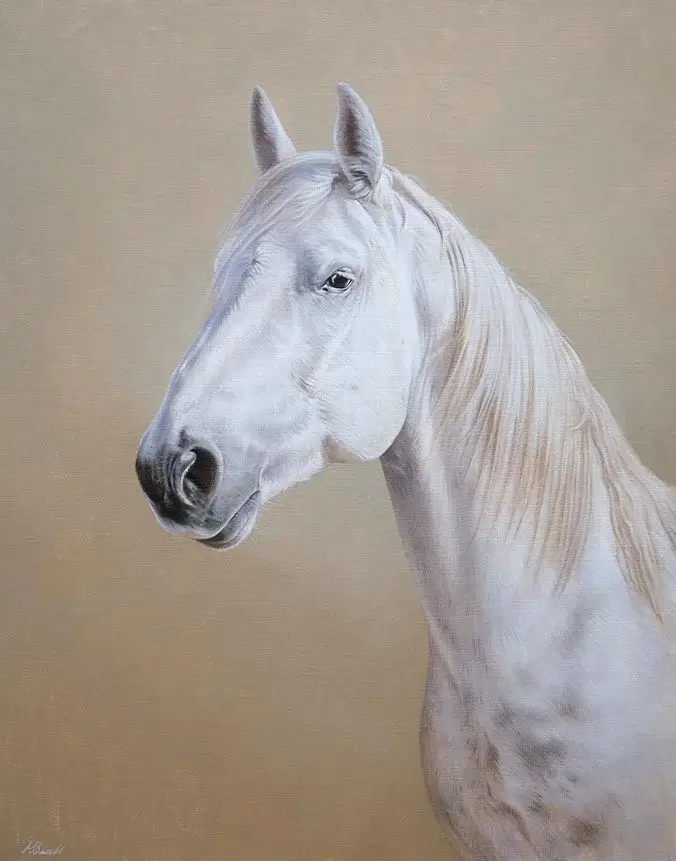 Oil painting of Maska, a horse portrait in oils by Nicholas Beall