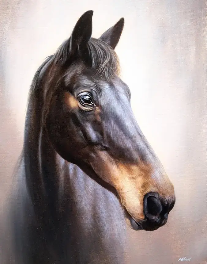 Oil horse portrait as a wedding gift by Nicholas Beall