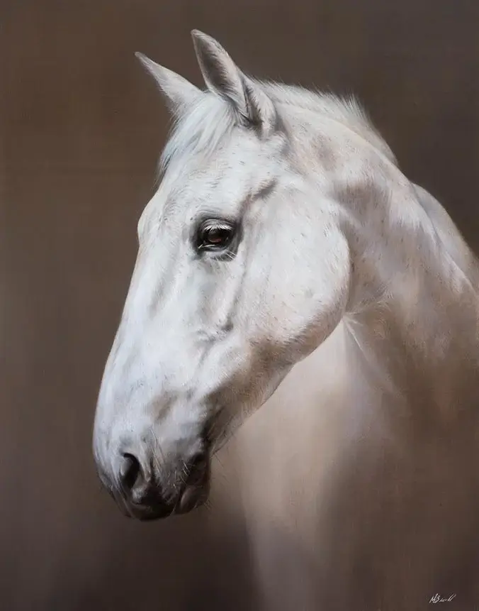 Traditional oil portrait of Elly the horse by Nicholas Beall