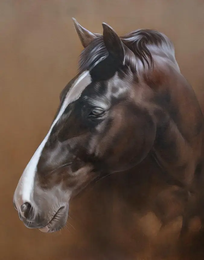 Large oil painting of Billy the horse by Nicholas Beall