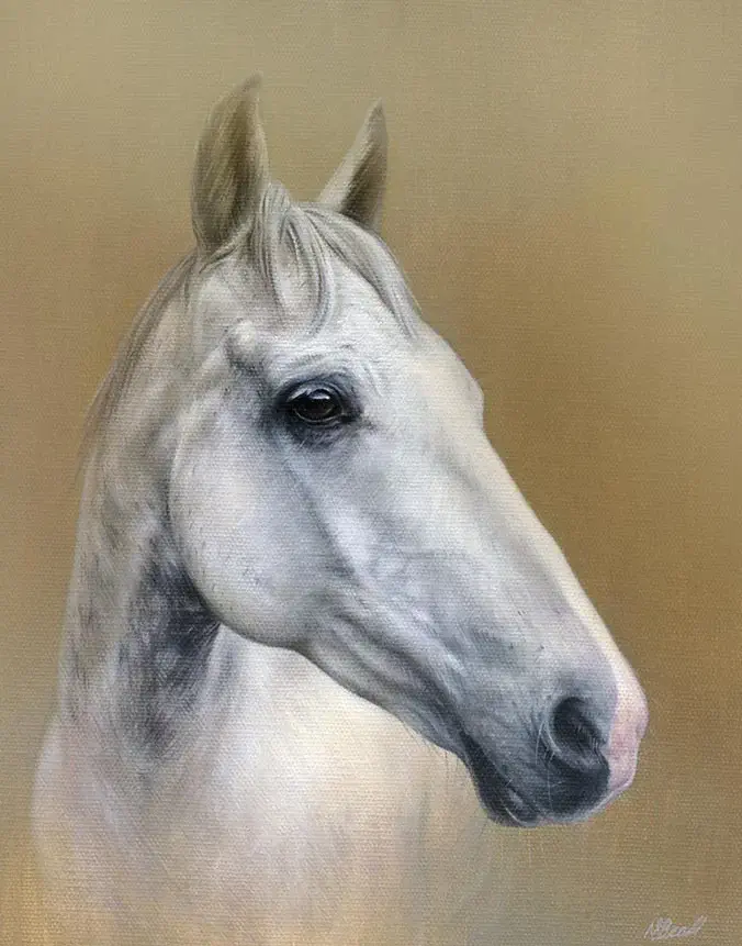Oil pet portrait of Artu the horse by Nicholas Beall