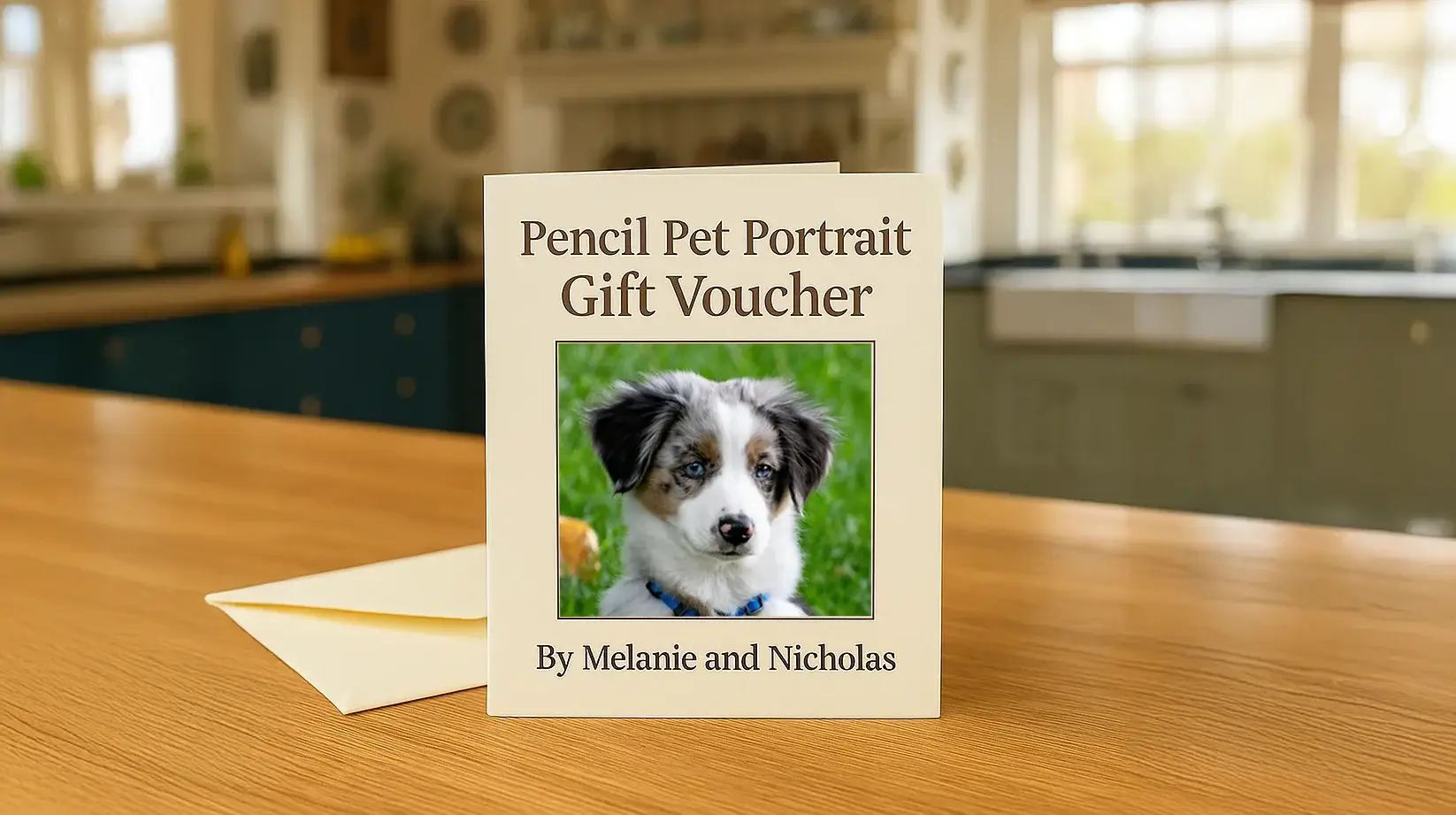 Pencil Drawing gift voucher by Melanie and Nicholas
