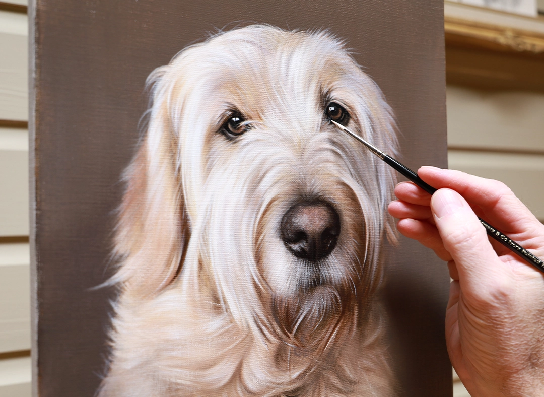 A finished memorial oil portrait bu Nicholas Beall.