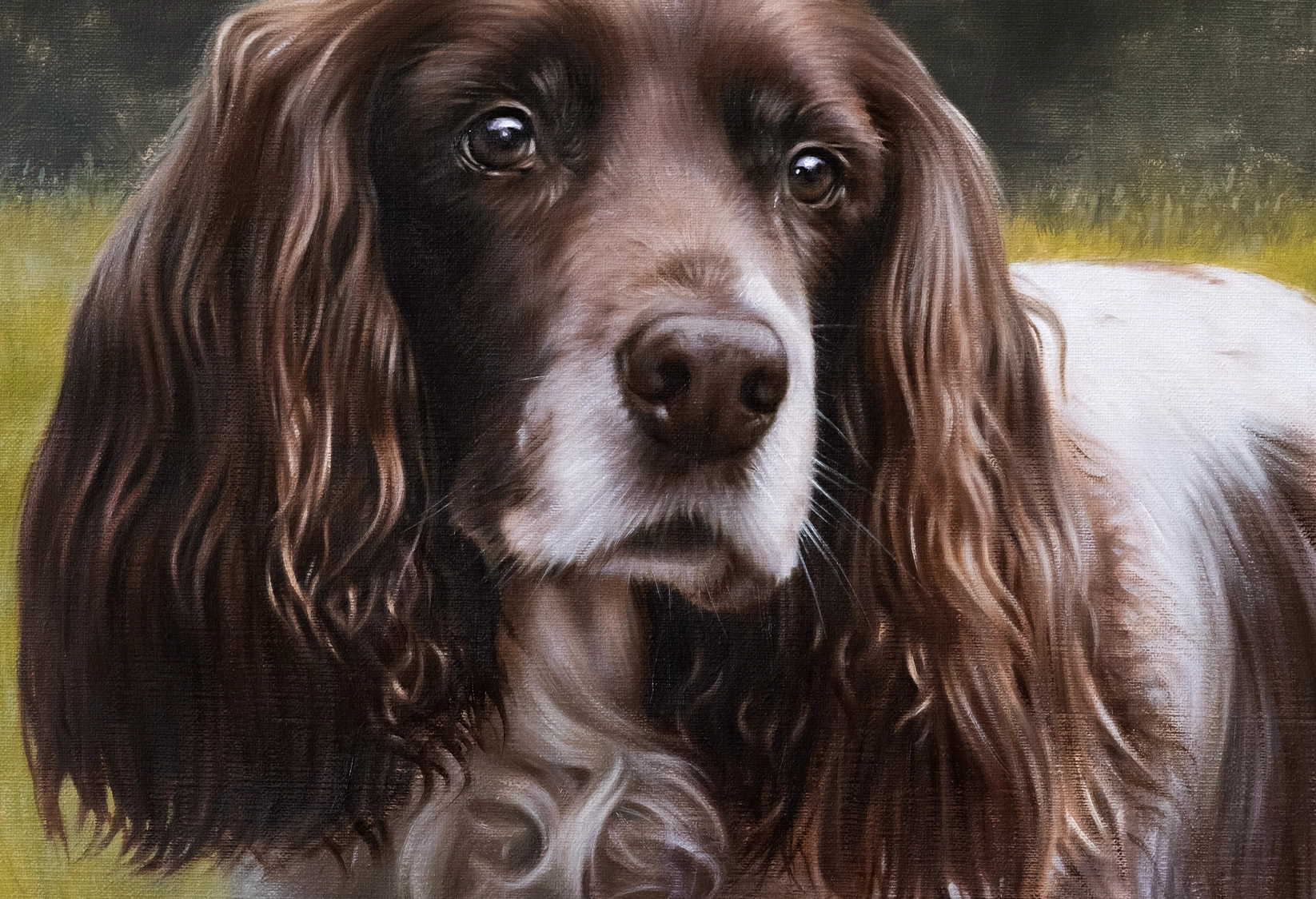 Nicholas Beall oil painting showing rich colour depth — pet portrait oils on linen canvas
