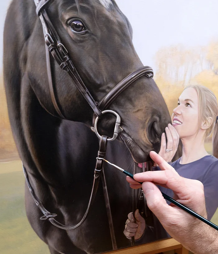 Nicholas painting a horse choosing between oil and pencil advice