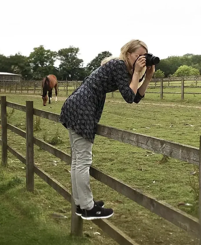 Melanie photographing horses for pet portrait reference photos