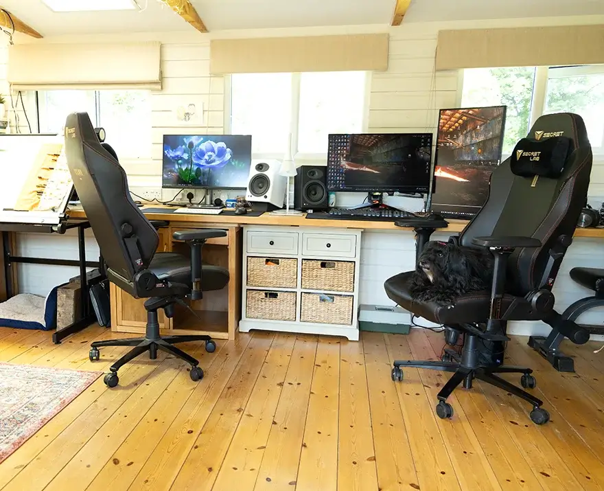 Melanie working on cat portrait