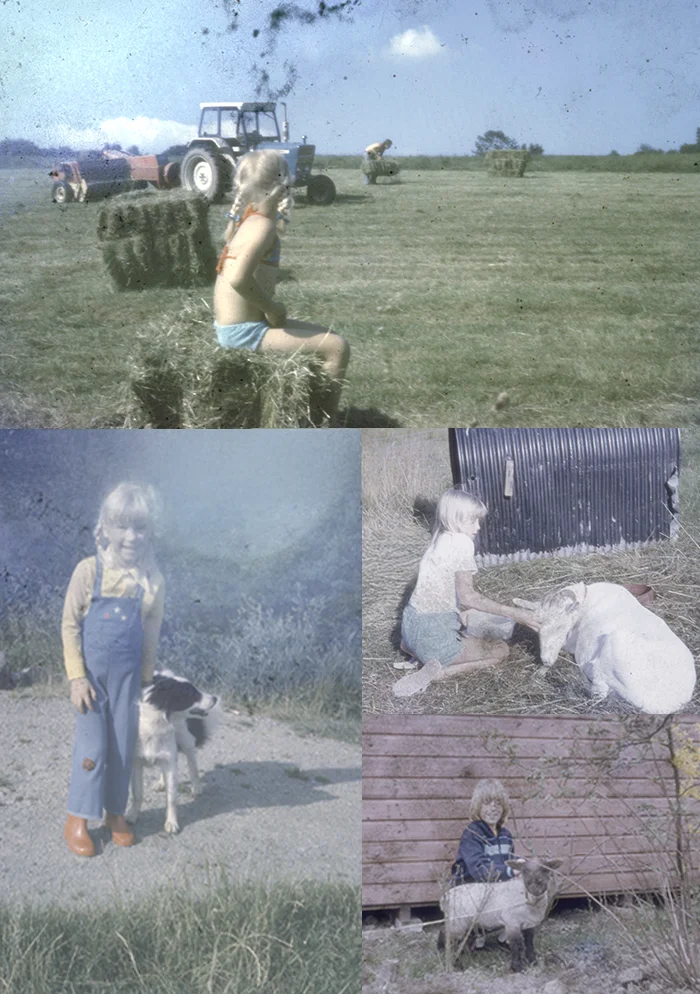 Melanie growing up on her parents small holding in West Wales.