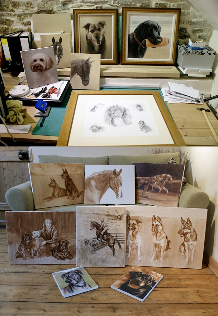 Oil paintings being painted in 2011 by Nicholas Beall