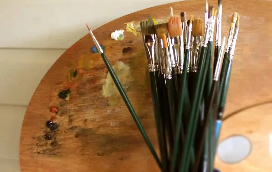 Nicholas's paint palette and brushes