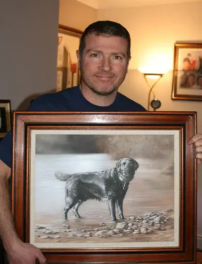 Client Debbie expressing profound gratitude for her new pet portrait, vowing to recommend the artists to everyone.